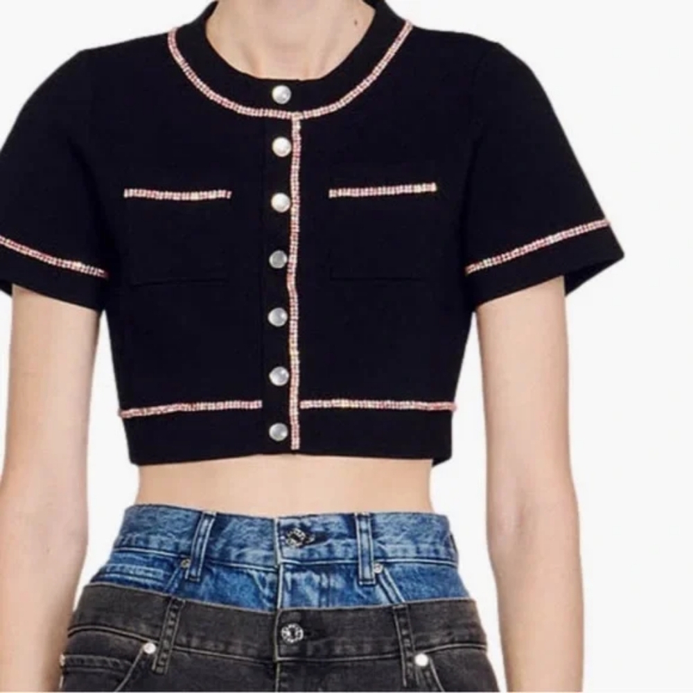 Sandro Elsa Cropped Cardigan - Picture 5 of 9